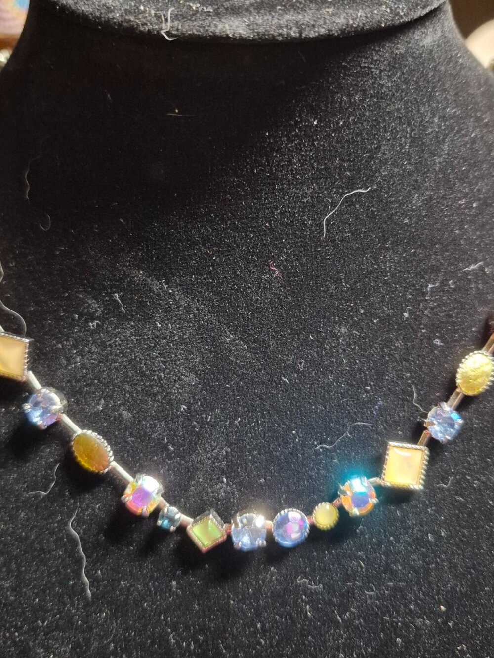 Lia Sophia Cache Choker Necklace Silver Tone Multi Color Retired #3688
